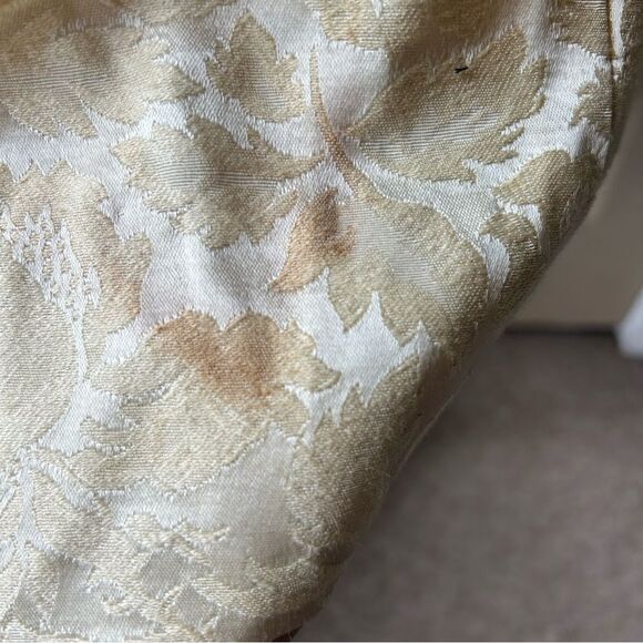 Vintage Handmade 1970s Brocade Ivory Mini Wedding Dress with Beaded Belt - Picture 9 of 10